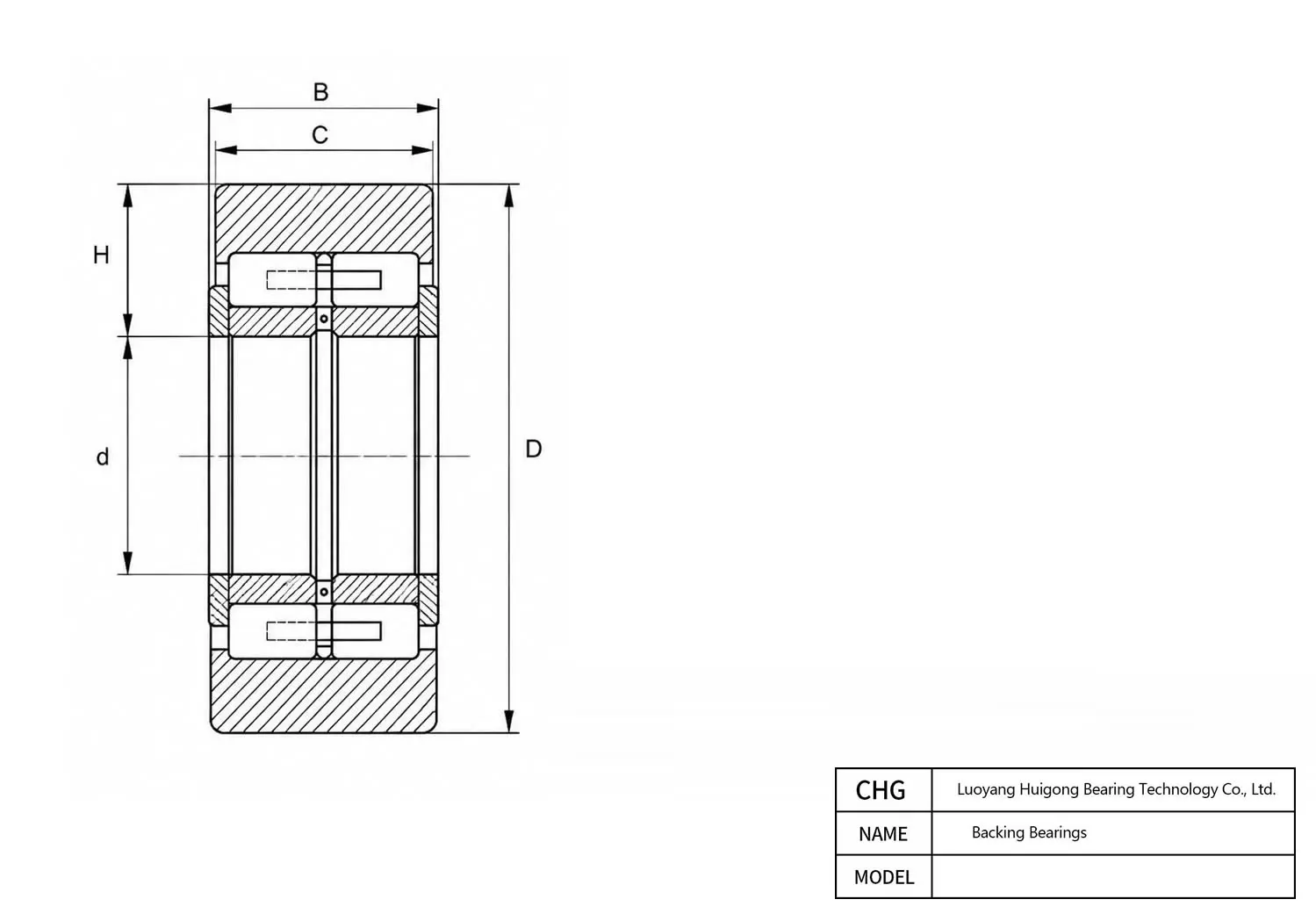 CAD Drawing and Dimensions for 36HG81176 Backing Bearings