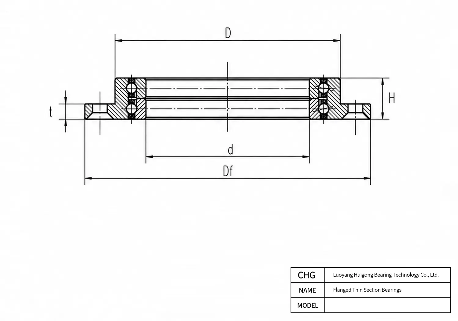 HWFAD10128H - Flanged Thin Section Bearings CAD Drawing