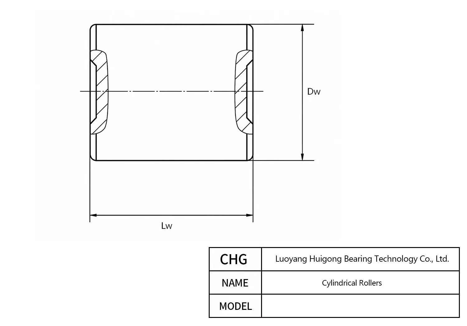 23*39 - Cylindrical Rollers CAD Drawing