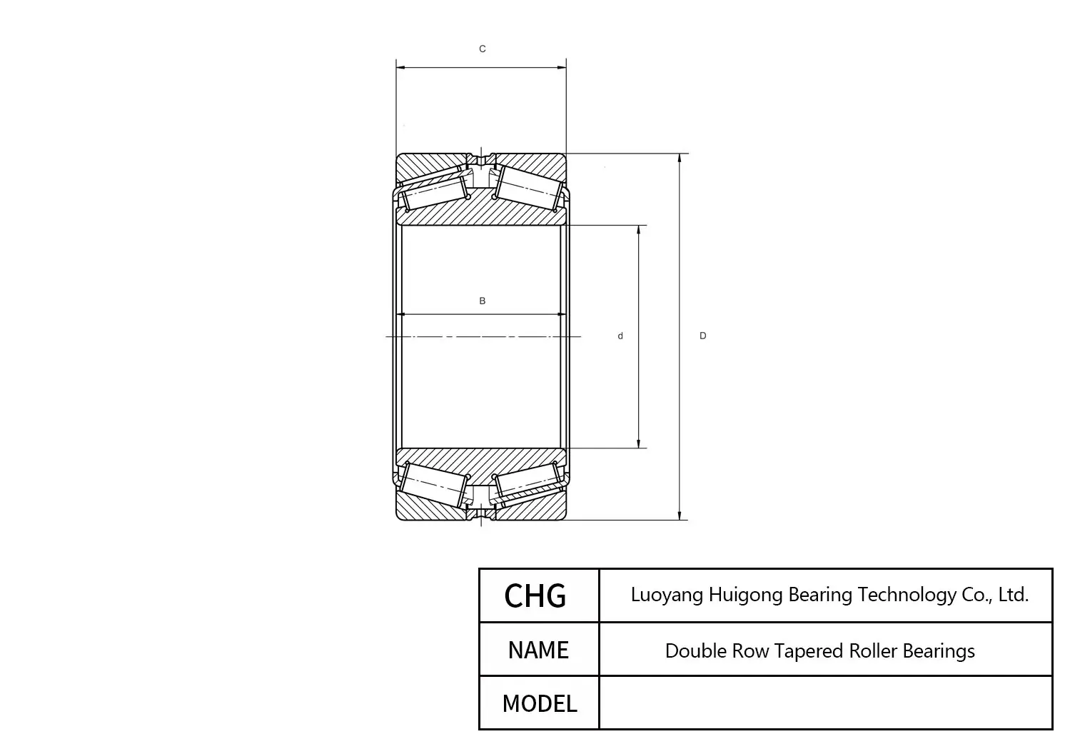93800A/93128XD - Double Row Tapered Roller Bearings CAD Drawing
