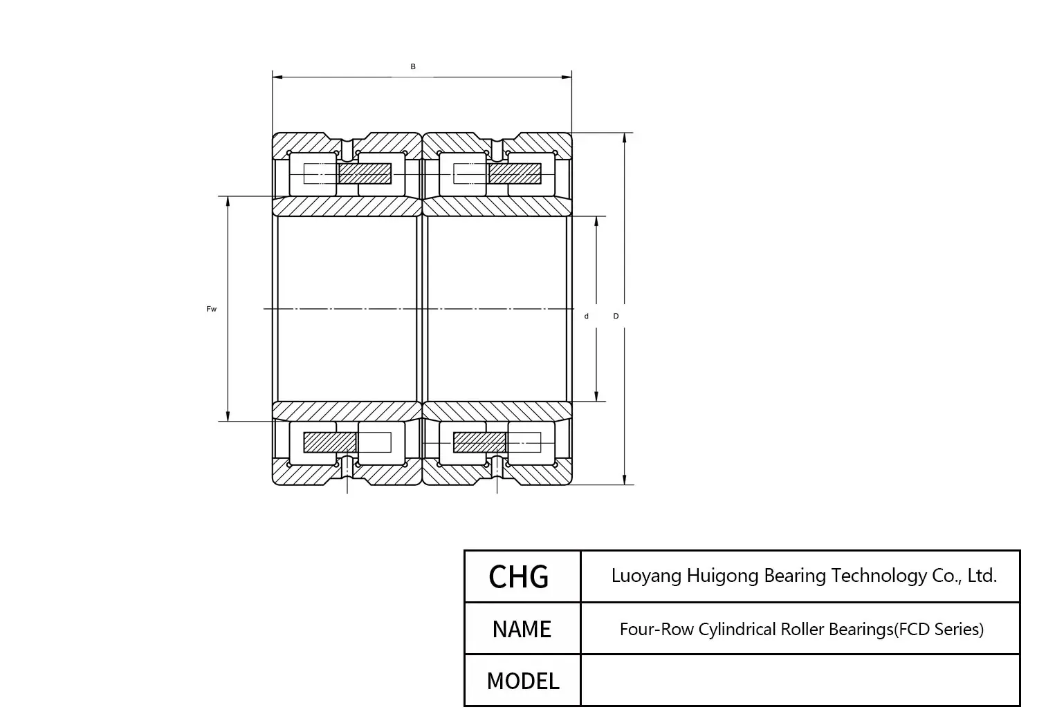FCD446225p5 - Four-Row Cylindrical Roller Bearings CAD Drawing