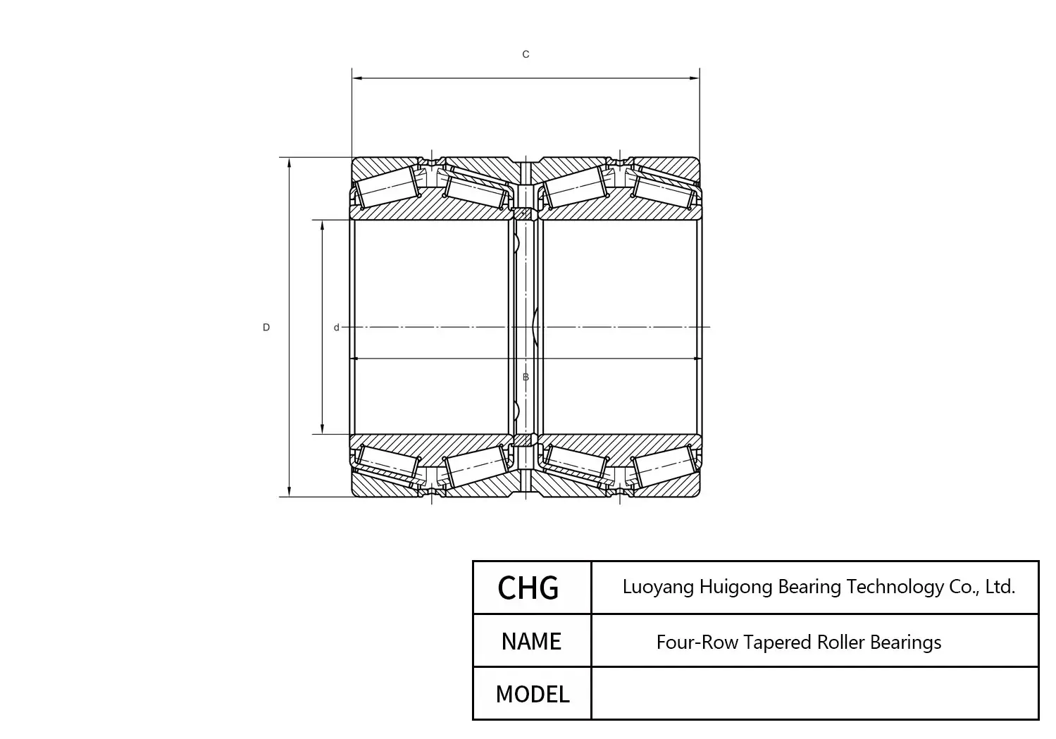 381084 - Four-Row Tapered Roller Bearings CAD Drawing
