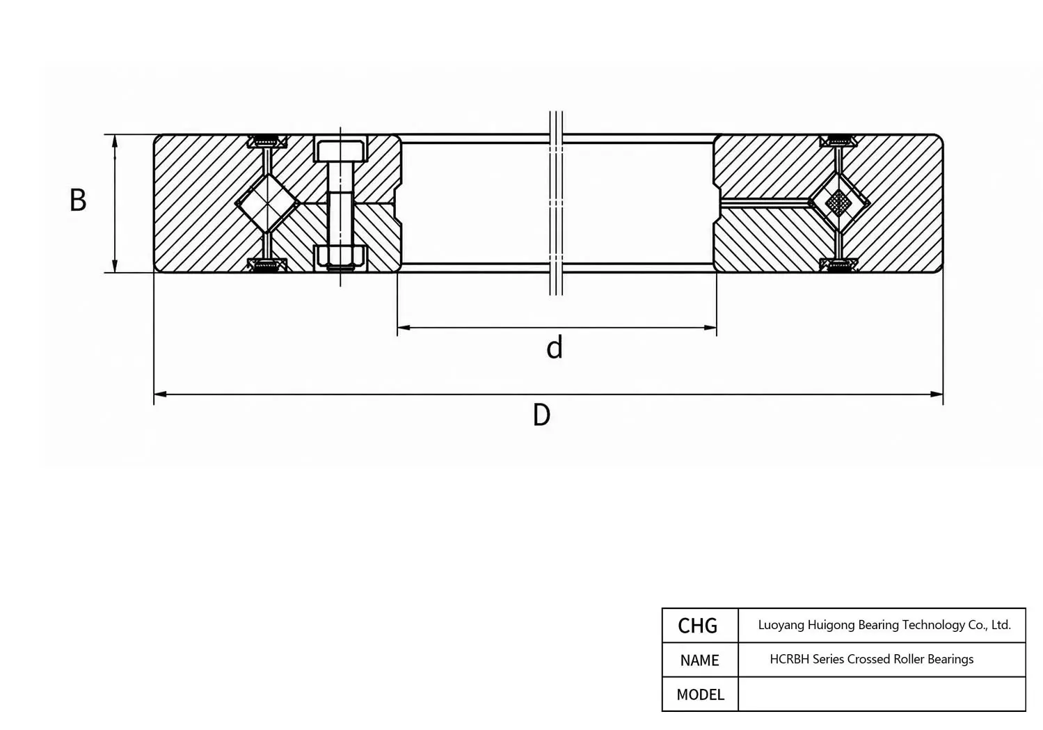 HCRBH12025A - HCRBH Series Crossed Roller Bearings CAD Drawing