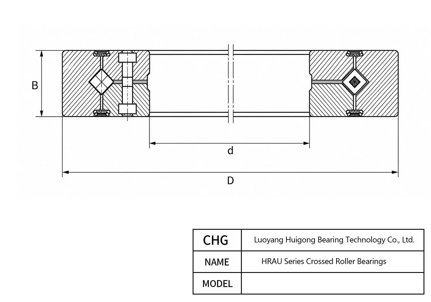 HRAU8008 - HRAU Series Crossed Roller Bearings CAD Drawing