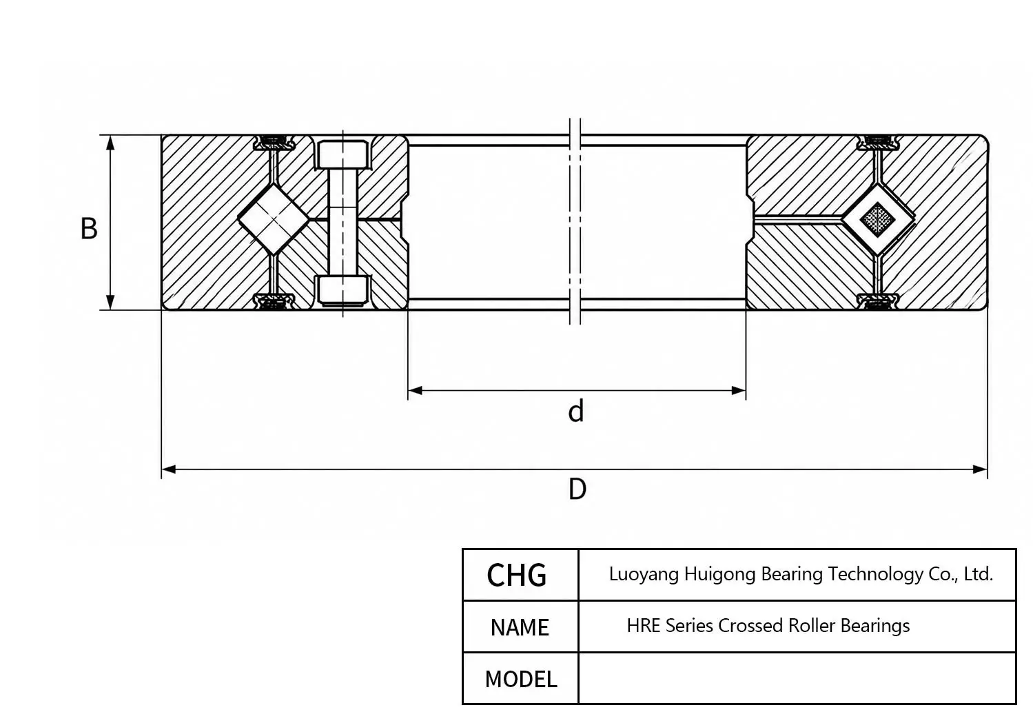 HRE24025 - HRE Series Crossed Roller Bearings CAD Drawing