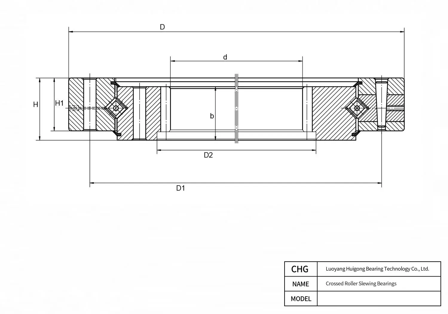 CAD Drawing and Dimensions for 2797/2768 Crossed Roller Slewing Bearings