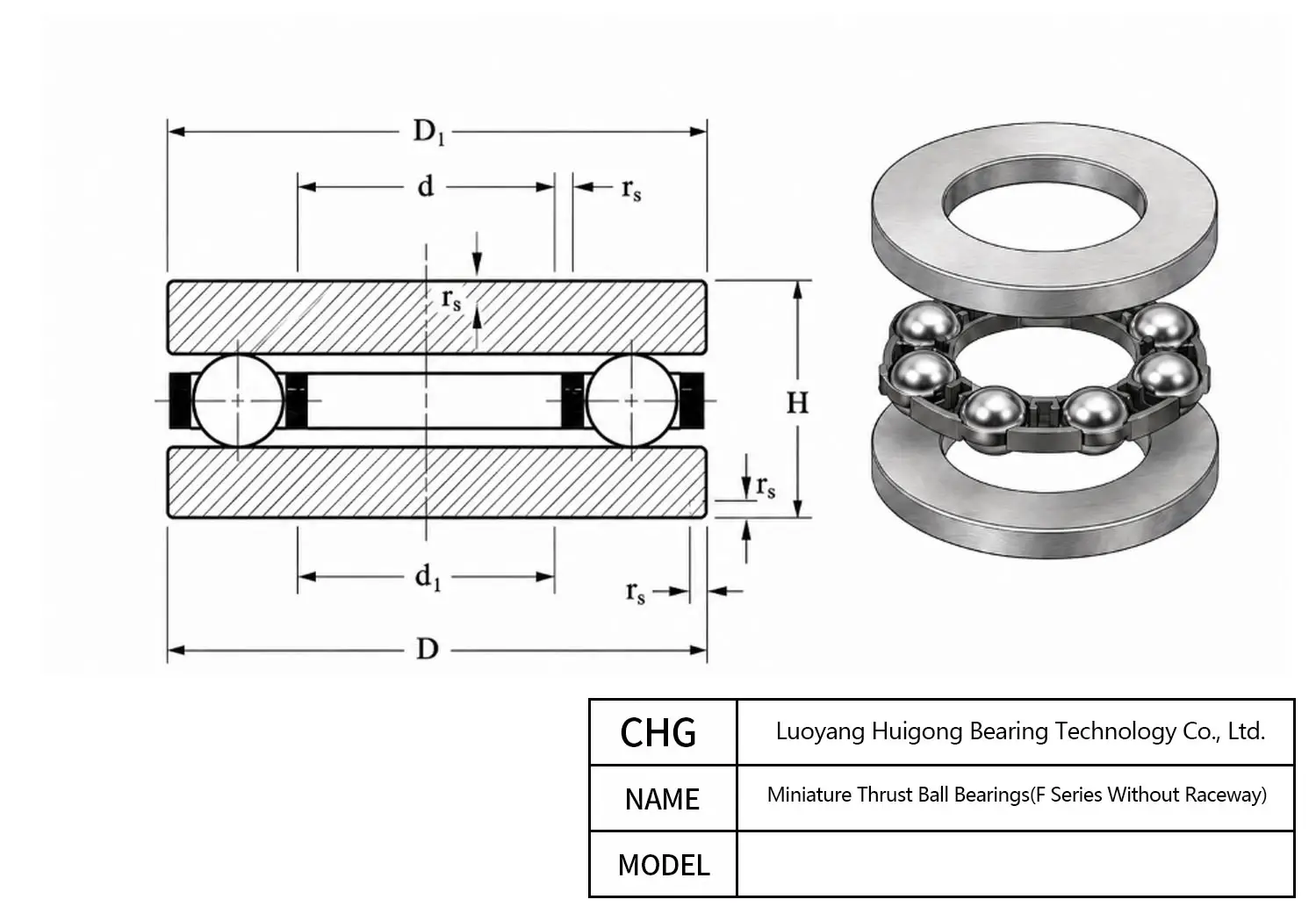 F5-11 - Miniature Thrust Ball Bearings CAD Drawing