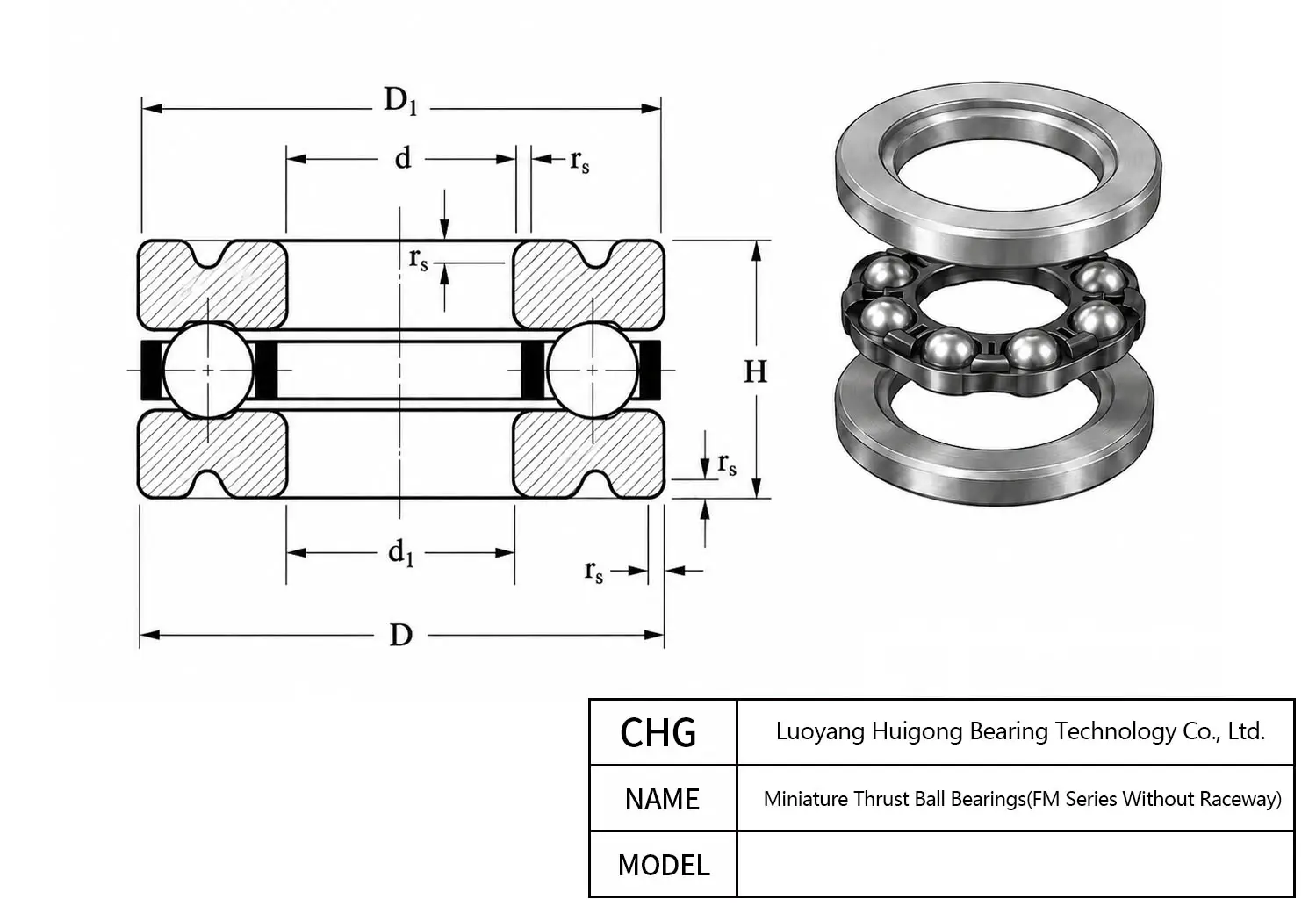 F10-18M - Miniature Thrust Ball Bearings CAD Drawing