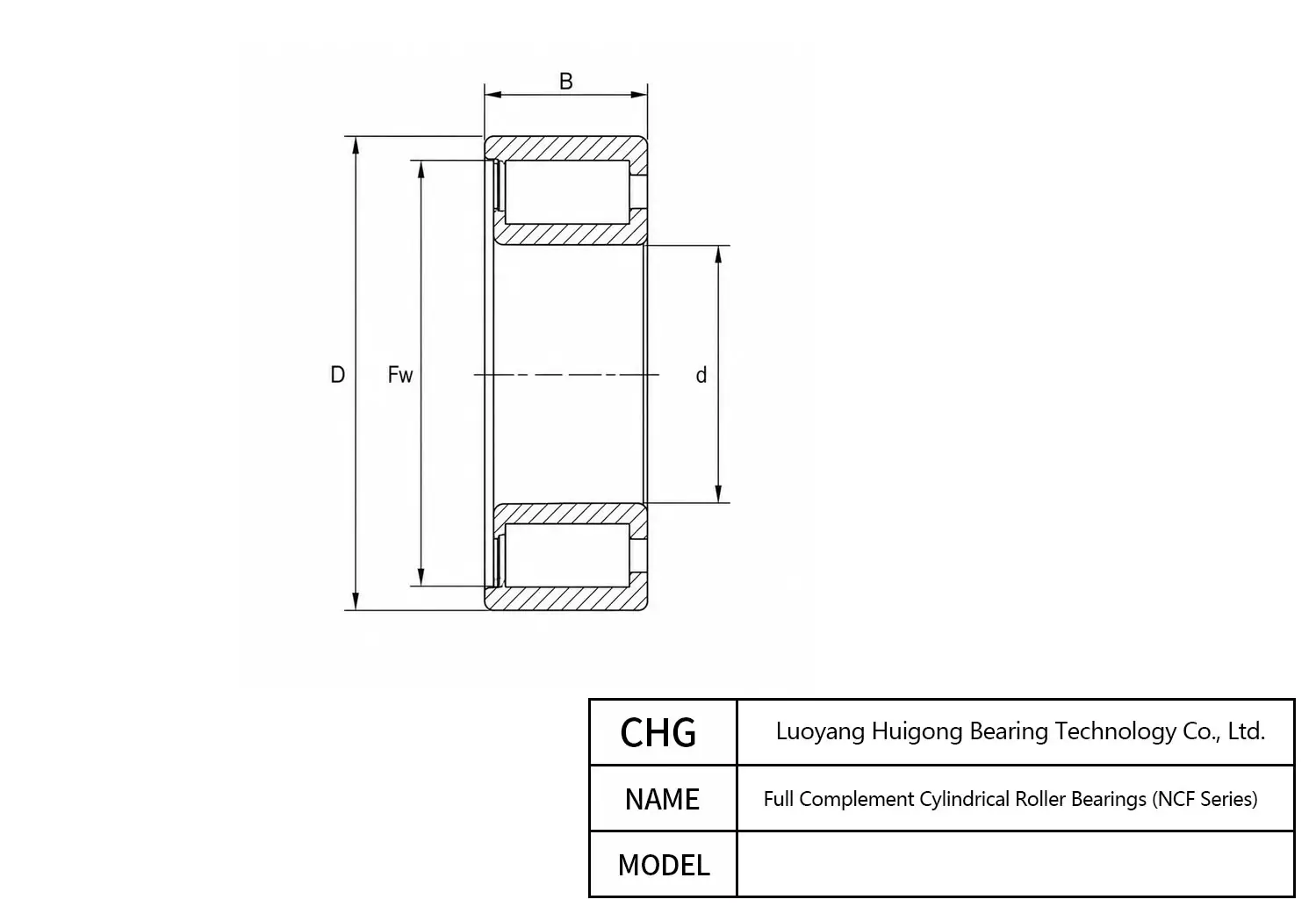 NCF1876V - Full Complement Cylindrical Roller Bearings CAD Drawing