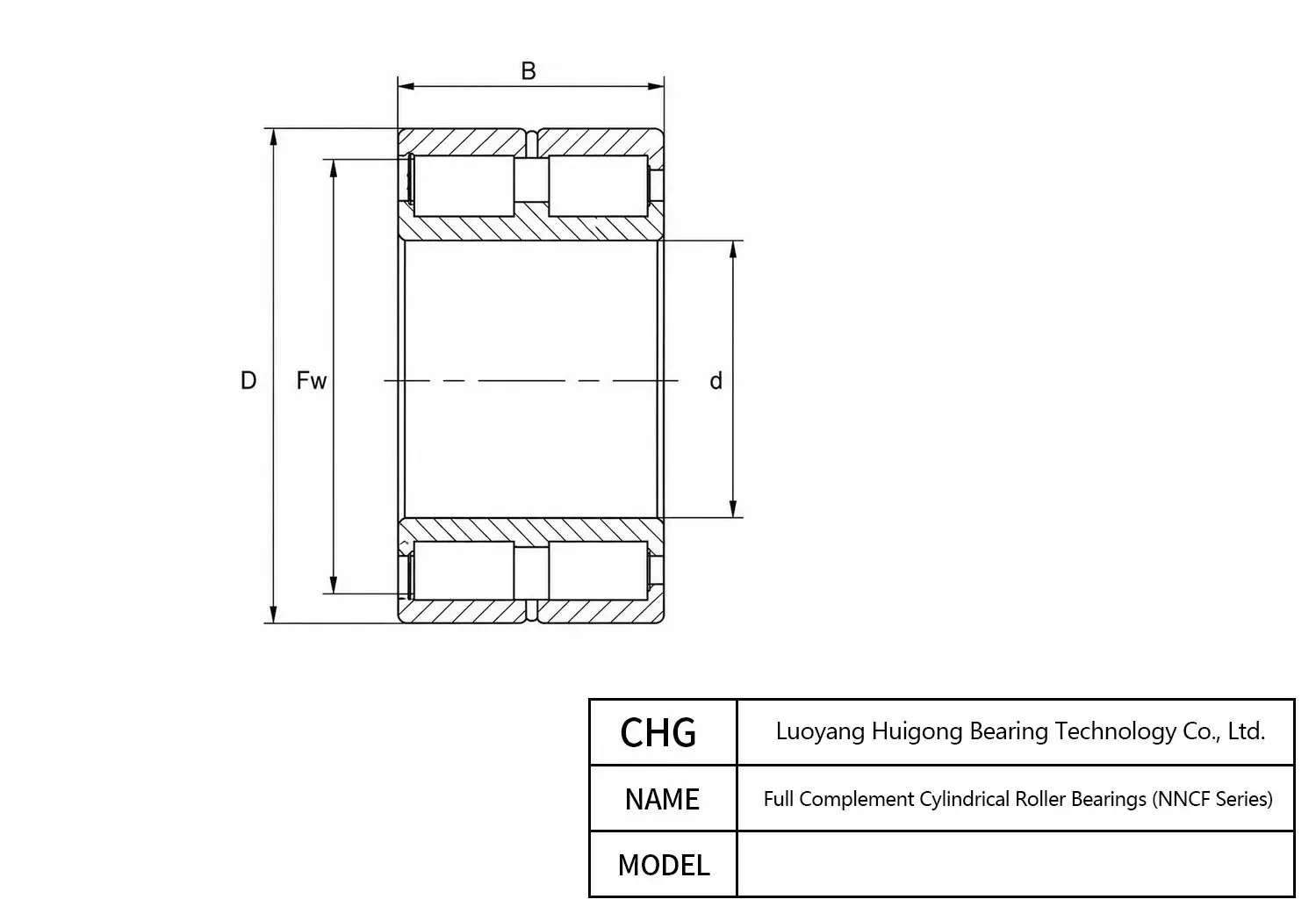 NNCF4840V - Full Complement Cylindrical Roller Bearings CAD Drawing
