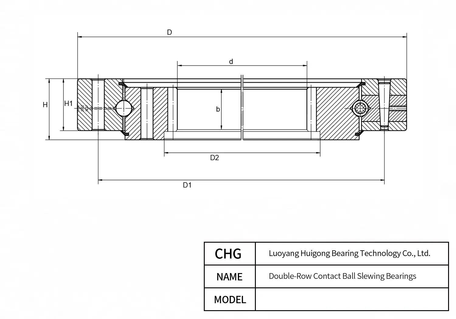 023.30.900 - Double-Row Ball Slewing Bearings CAD Drawing