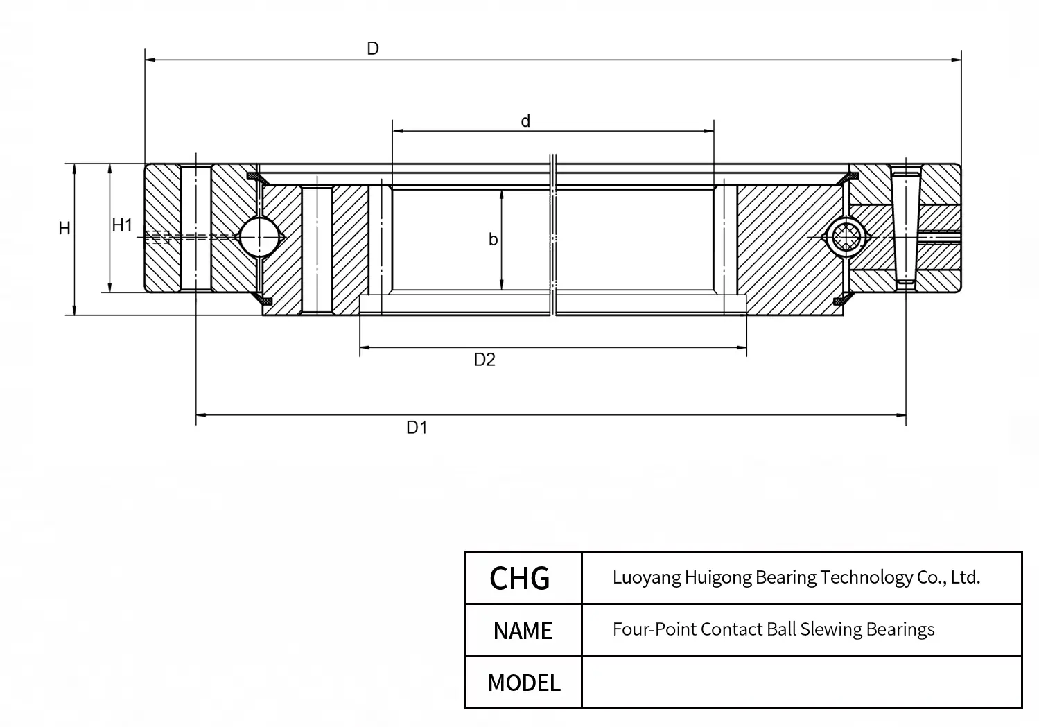 013.60.2820.03 - Four-Point Contact Ball Slewing Bearings CAD Drawing