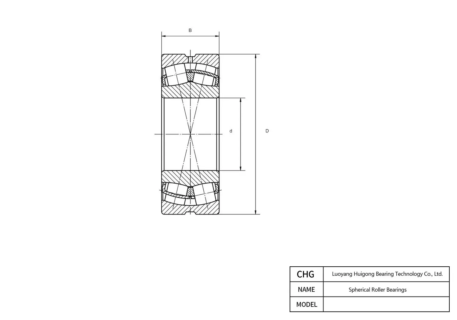 CAD Drawing and Dimensions for 239/630CA Spherical Roller Bearings