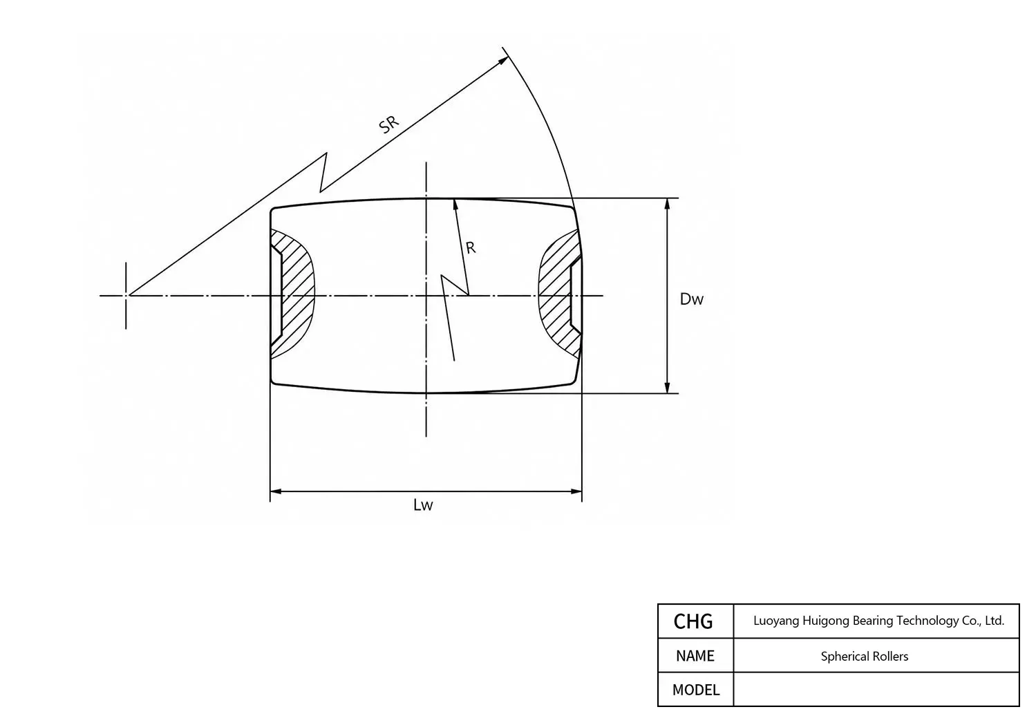 CAD Drawing and Dimensions for 50*80 Spherical Rollers
