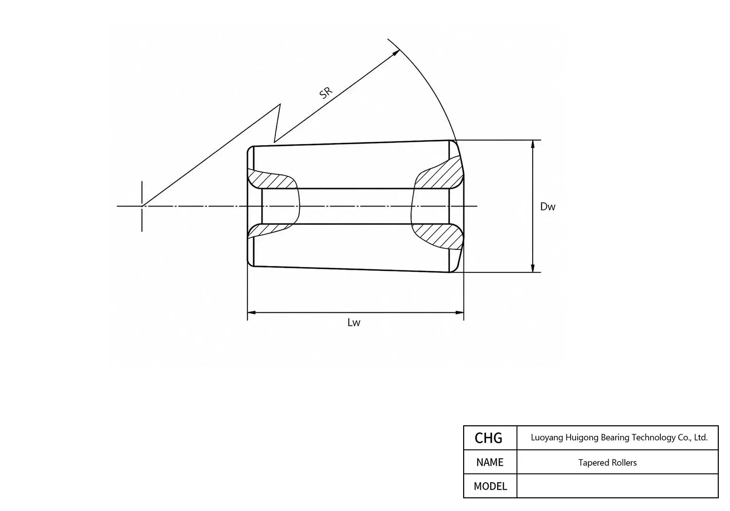 CAD Drawing and Dimensions for 25*47.08 Tapered Rollers