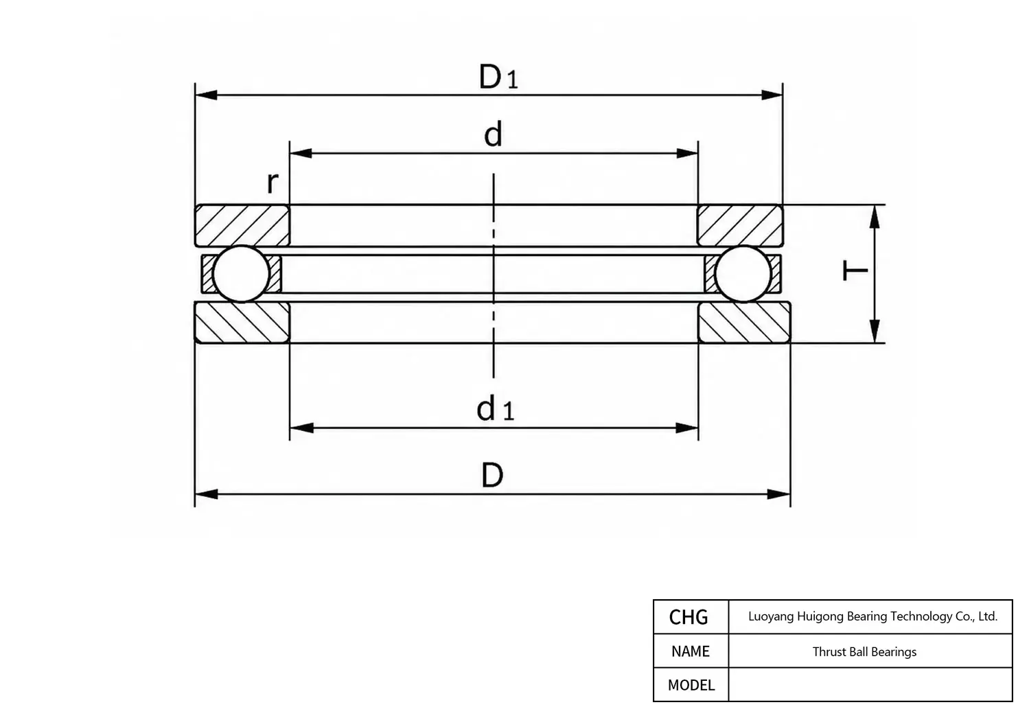 CAD Drawing and Dimensions for 5617/1600 Tapered Roller Thrust Bearings