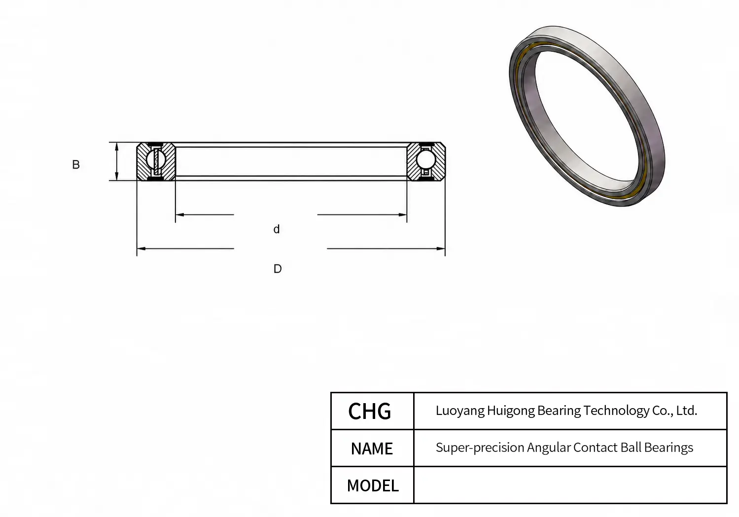 7007/VA9D1 - Super-precision Angular Contact Ball Bearings CAD Drawing