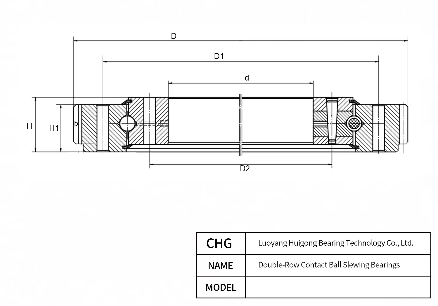 022.60.3150 - Double-Row Ball Slewing Bearings CAD Drawing