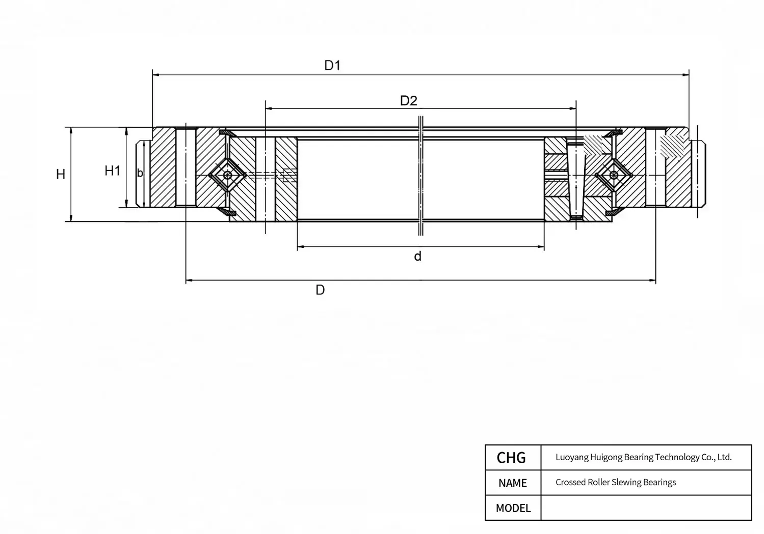CAD Drawing and Dimensions for 792/1280G2 Crossed Roller Slewing Bearings