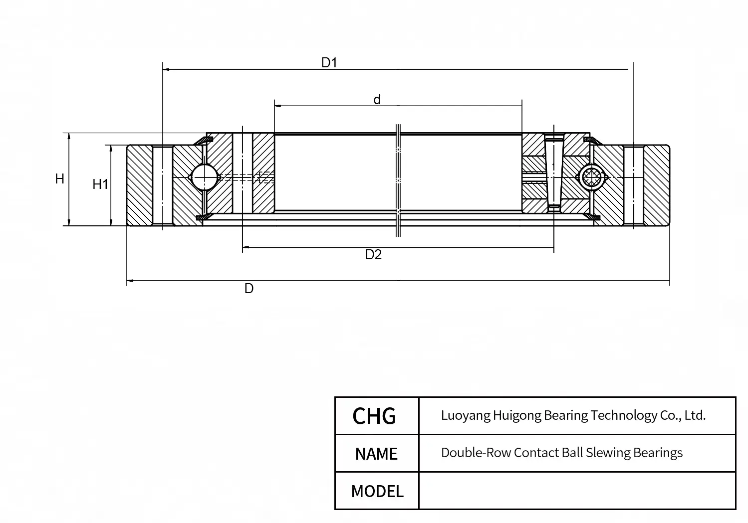 020.30.1000 - Double-Row Ball Slewing Bearings CAD Drawing