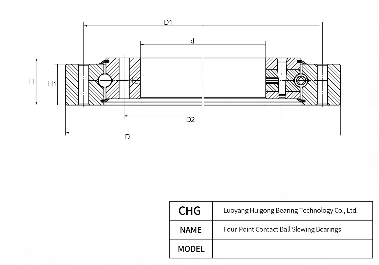 787/675 - Four-Point Contact Ball Slewing Bearings CAD Drawing
