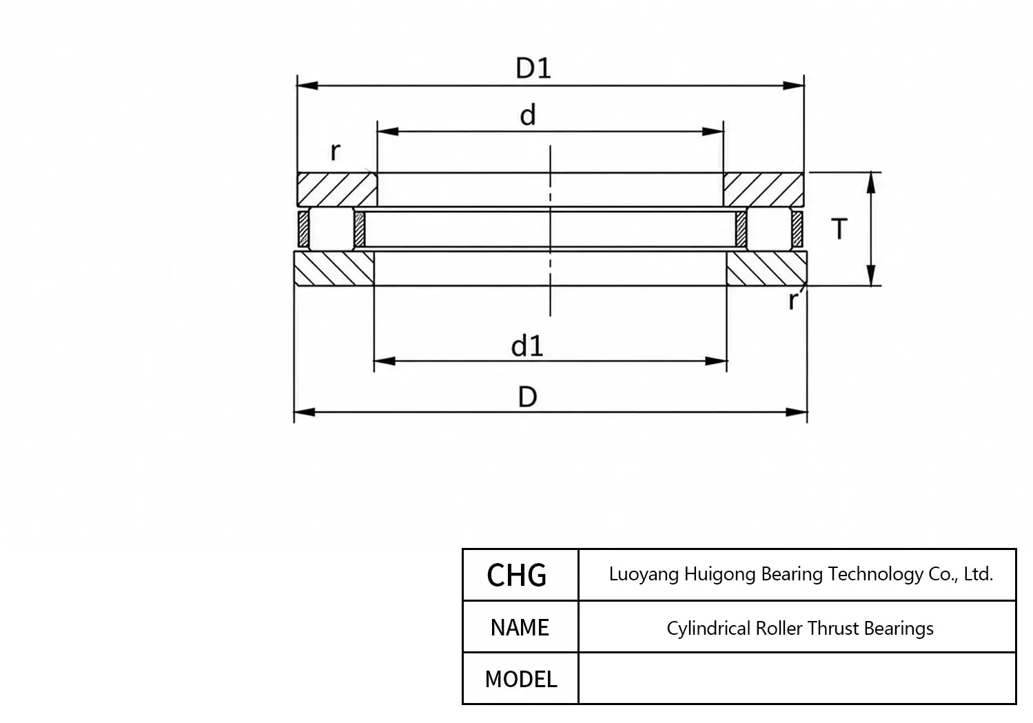 872/670 - Cylindrical Roller Thrust Bearings CAD Drawing
