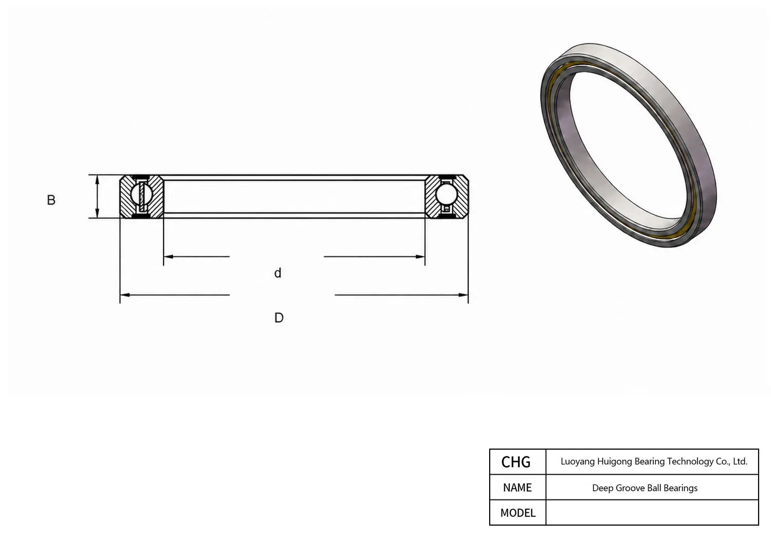 60/630M - Deep Groove Ball Bearings CAD Drawing