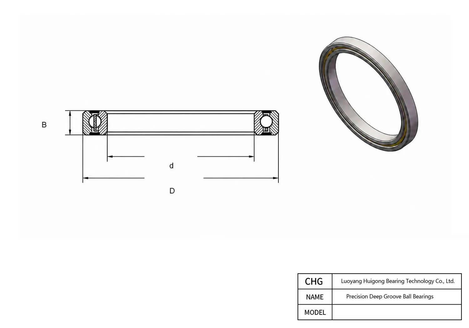 CAD Drawing and Dimensions for 61902 Deep Groove Ball Bearings（618 / 619 SERIES）